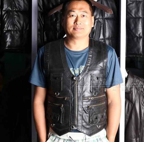 bonjean men's genuine leather vest motorcycle punk zipper vest reporter's waistcoat tank jackets multiple pockets, Black;white
bonjean men's genuine leather vest motorcycle punk zipper vest reporter's waistcoat tank jackets multiple pockets, Black;white