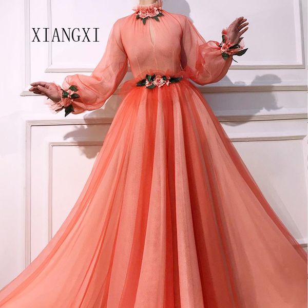 xiangxi 2019 orange evening dress 3d flower a-line high collar full sleeves long evening dresses prom dress party gowns vestidos, White;black
xiangxi 2019 orange evening dress 3d flower a-line high collar full sleeves long evening dresses prom dress party gowns vestidos, White;black