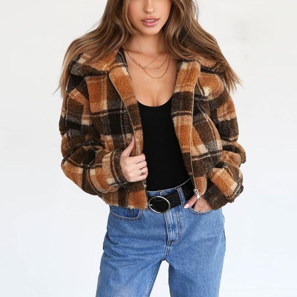 autumn winter fleece jacket women long sleeve plush plaid coat casual loose teddy fur jacket female short outerwear zipper coats, Black;brown
autumn winter fleece jacket women long sleeve plush plaid coat casual loose teddy fur jacket female short outerwear zipper coats, Black;brown