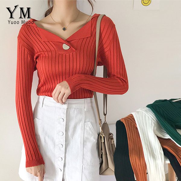 yuoomuoo new fashion single button design sweater women turn-down collar pullover slim knit sweater female outwear solid, White;black
yuoomuoo new fashion single button design sweater women turn-down collar pullover slim knit sweater female outwear solid, White;black