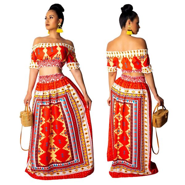 women off shoulder bohemian short sleeve crop floor length maxi skirts suit 2pcs set outfit long dress, Black;gray
women off shoulder bohemian short sleeve crop floor length maxi skirts suit 2pcs set outfit long dress, Black;gray