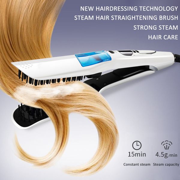 lcd hair straight ceramic electric styling brush steam moisturizing hair straightener brush vapor spray fast flat iron comb eu, Black
lcd hair straight ceramic electric styling brush steam moisturizing hair straightener brush vapor spray fast flat iron comb eu, Black
