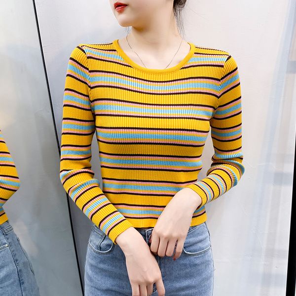 women's t-shirt itoolin 2021 striped knitted autumn winter women student wind casual female long sleeve t-shirts, White
women's t-shirt itoolin 2021 striped knitted autumn winter women student wind casual female long sleeve t-shirts, White