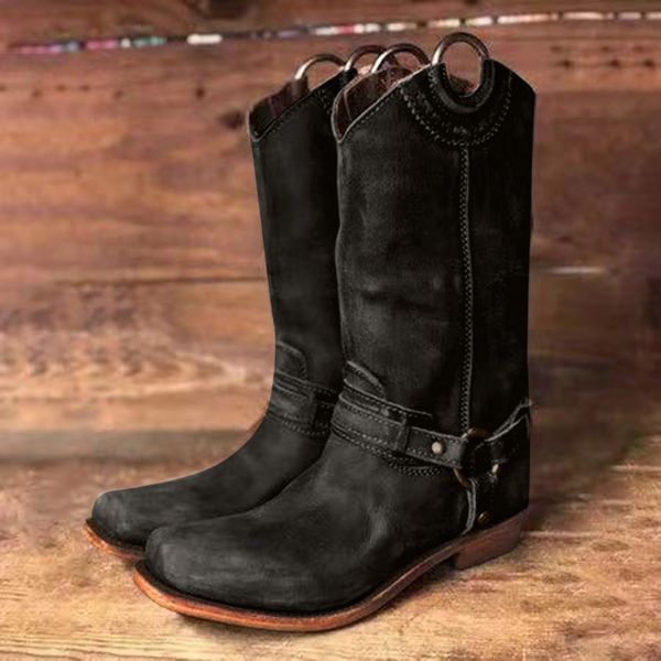 2019 new fashion women's boots low-heele square head embroidered western rodeo cowboy boots knee botines ladies leather shoes, Black
2019 new fashion women's boots low-heele square head embroidered western rodeo cowboy boots knee botines ladies leather shoes, Black