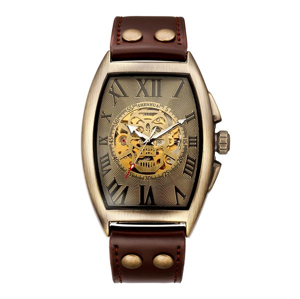 shenhua mens wristwatches bronze antique leather watch men skeleton automatic mechanical watch leather wristwatch reloj hombre, Slivery;brown
shenhua mens wristwatches bronze antique leather watch men skeleton automatic mechanical watch leather wristwatch reloj hombre, Slivery;brown
