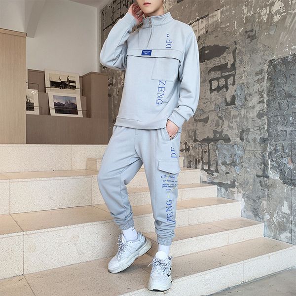 high street mens tracksuits designer letters printed turtle neck zipper contrast color pocket derected fashion casual suits, Gray
high street mens tracksuits designer letters printed turtle neck zipper contrast color pocket derected fashion casual suits, Gray