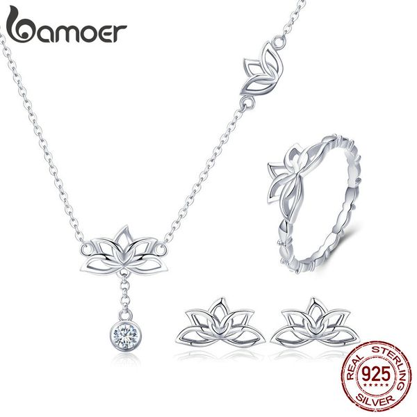 bamoer elegant 925 sterling silver lotus flower earrings & necklaces pendant jewelry sets for women silver jewelry gift zhs067
bamoer elegant 925 sterling silver lotus flower earrings & necklaces pendant jewelry sets for women silver jewelry gift zhs067