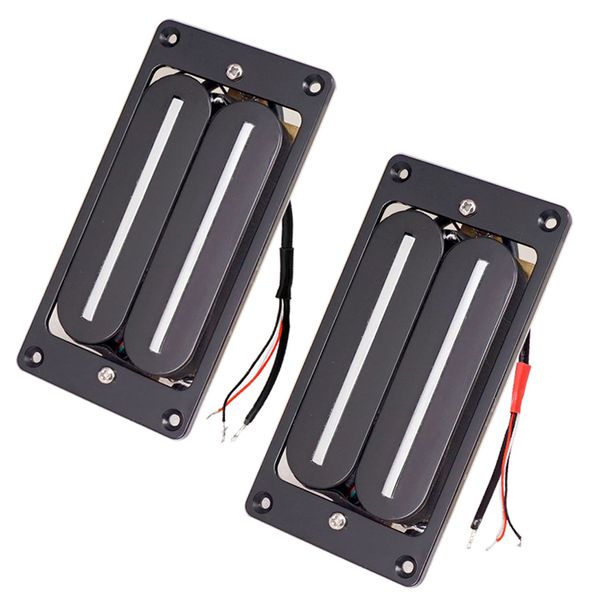 wired dual rail humbucker pickup neck + bridge pickups set for electric guitar, black
wired dual rail humbucker pickup neck + bridge pickups set for electric guitar, black