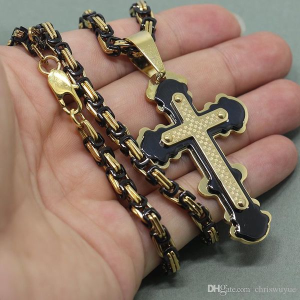 new arrival fashion gold black color cross necklace for men stainless steel pendant male chain jewelry ing, Silver
new arrival fashion gold black color cross necklace for men stainless steel pendant male chain jewelry ing, Silver