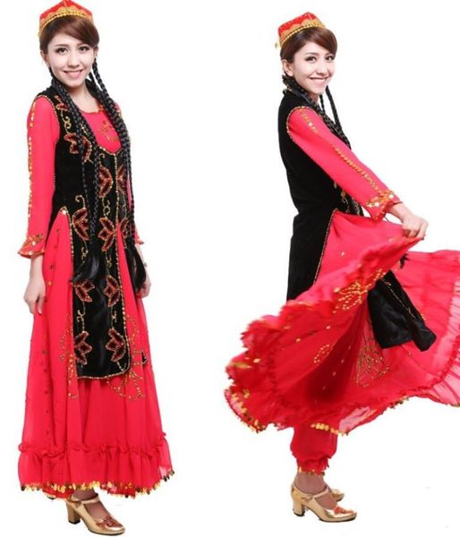 new women xinjiang dance clothing female dance costume costumes ethnic chinese traditional chinese costume, Black;red
new women xinjiang dance clothing female dance costume costumes ethnic chinese traditional chinese costume, Black;red