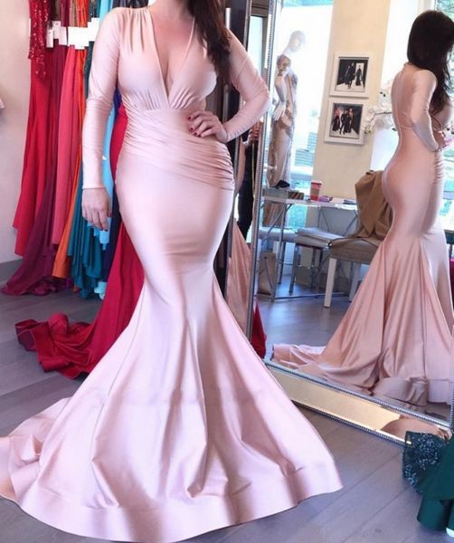 long prom mermaid evening long sleeves dresses vestidos elegantes, Black