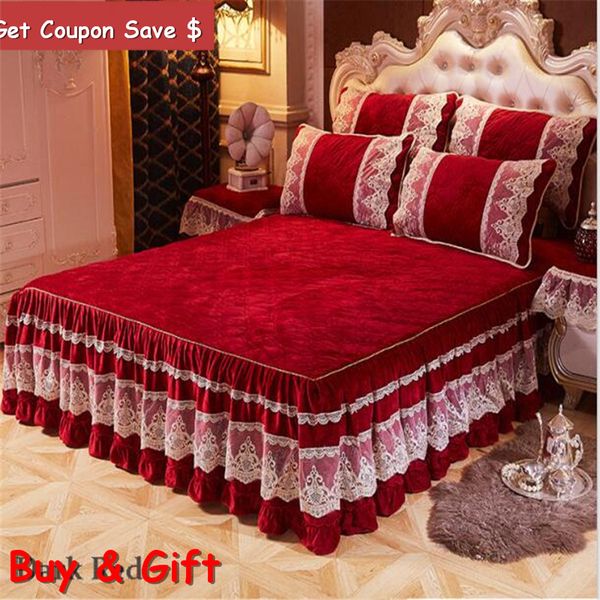 crystal velvet thick cotton 3pcs bedskirt set lace edge bedspreads slip-resistant velvet bed cover mattress cover
crystal velvet thick cotton 3pcs bedskirt set lace edge bedspreads slip-resistant velvet bed cover mattress cover