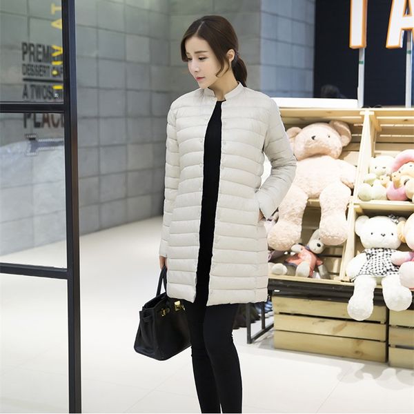 autumn women long ultralight duck down jackets coats chic collarless single breasted solid color women down padded parkas jk-638, Black
autumn women long ultralight duck down jackets coats chic collarless single breasted solid color women down padded parkas jk-638, Black