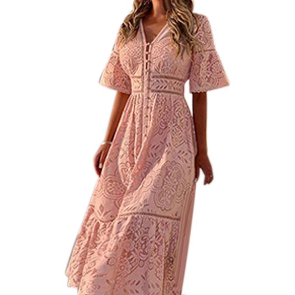 elegant dress short sleeve v-neck dress casual slim women party long dresses, White
elegant dress short sleeve v-neck dress casual slim women party long dresses, White