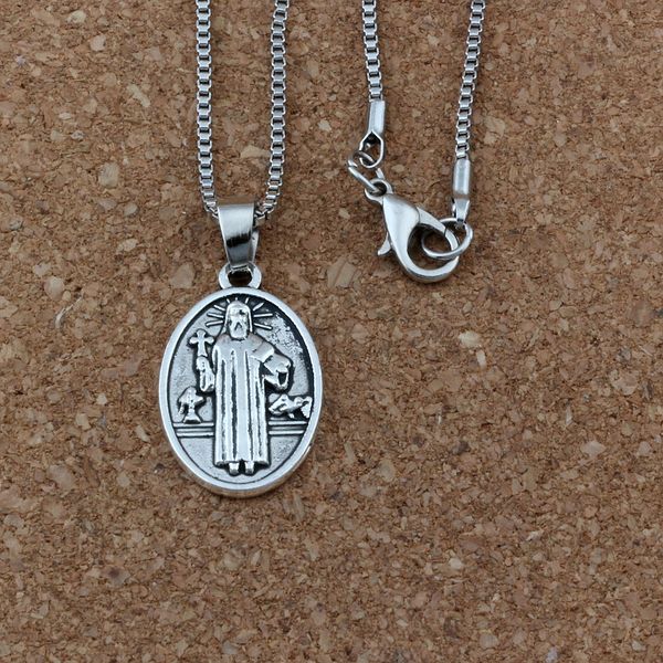 20pcs/lots jesus christ religion alloy charms pendant necklaces jewelry diy 23.6 inches chains antique silver a-440d