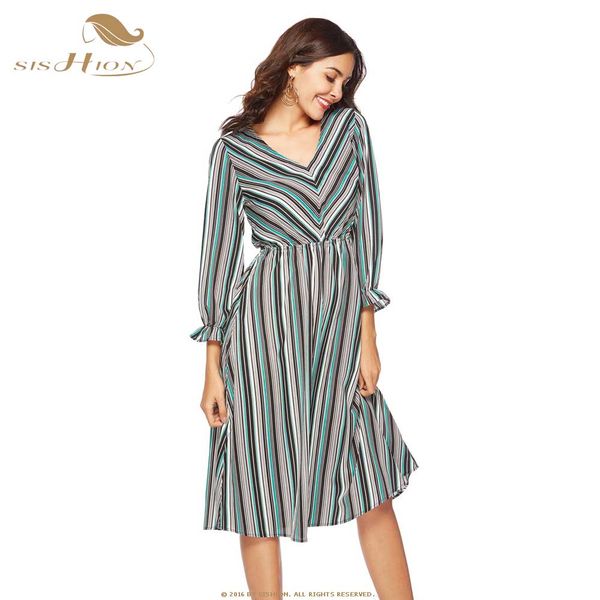 sishion elegant spring long sleeve dress cd10085 green pink striped women v neck a line dress beach robe femme midi, Black;gray
sishion elegant spring long sleeve dress cd10085 green pink striped women v neck a line dress beach robe femme midi, Black;gray