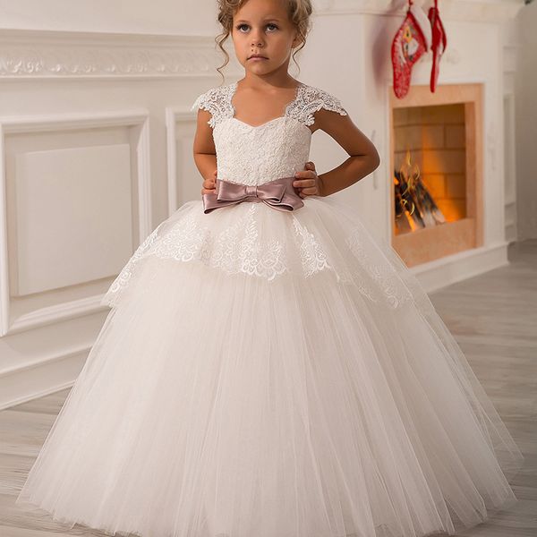 sweet ivory beading lace ruffles long flower girl dresses for wedding with bow first communion gowns special occasion dresses, Red;yellow
sweet ivory beading lace ruffles long flower girl dresses for wedding with bow first communion gowns special occasion dresses, Red;yellow