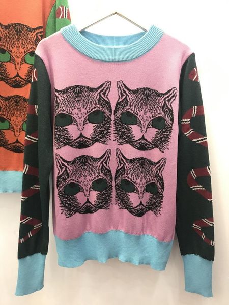 2019 spring and autumn women's color cat head long sleeve spirit snake round neck pullover sweater size s-xl, White;black
2019 spring and autumn women's color cat head long sleeve spirit snake round neck pullover sweater size s-xl, White;black