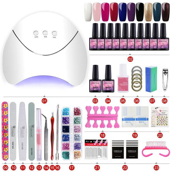 coscelia 10pcs gel nail polish set 36/24w lamp manicure set tools for manicure for gel varnish pusher acrylic nail kit
coscelia 10pcs gel nail polish set 36/24w lamp manicure set tools for manicure for gel varnish pusher acrylic nail kit