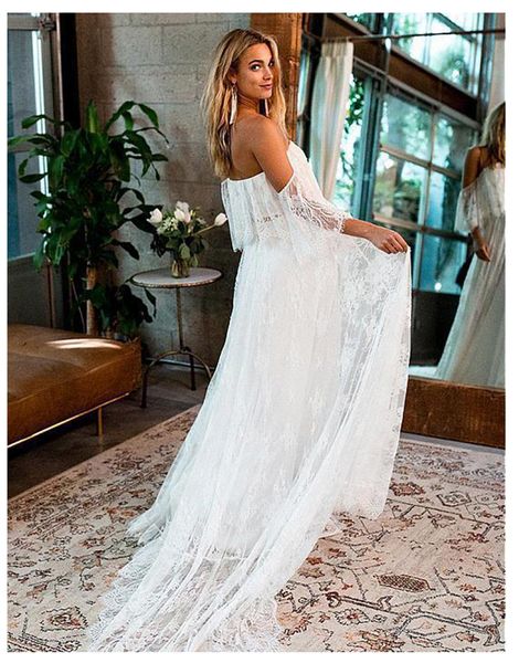 bohemian wedding dresses boho lace off shoulder short sleeve elegant design 2020 new vestido de noiva sweep trail bridal gowns, White
bohemian wedding dresses boho lace off shoulder short sleeve elegant design 2020 new vestido de noiva sweep trail bridal gowns, White
