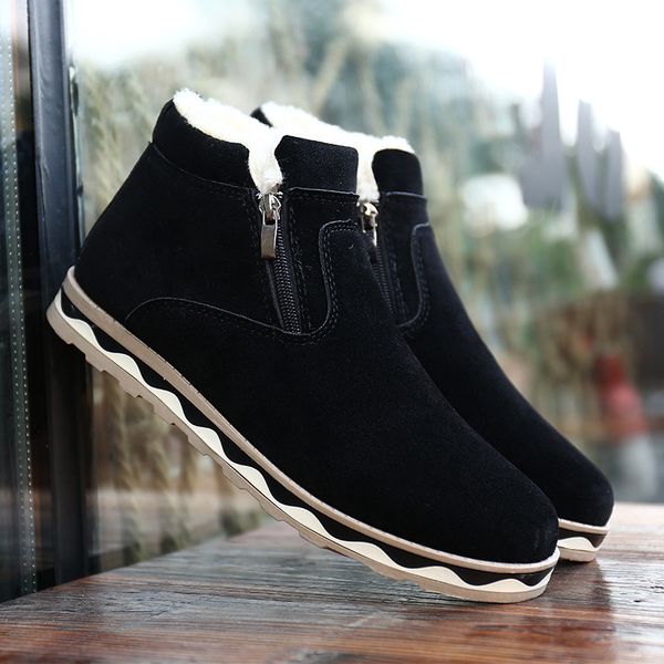 men shoes winter snow boots keep warm faux suede leather boots fashion round toe ankle men non-slip male comfortable shoe, Black
men shoes winter snow boots keep warm faux suede leather boots fashion round toe ankle men non-slip male comfortable shoe, Black