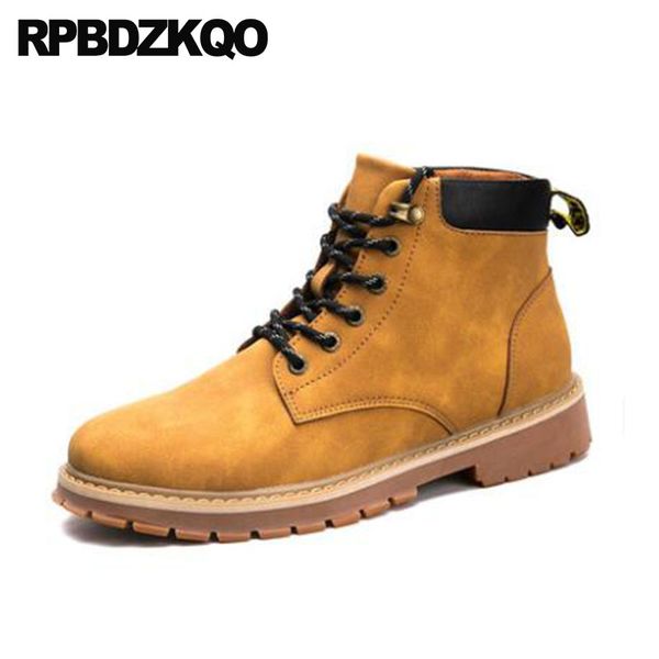 men's shoes lace up yellow boots 2018 safety fashion work short working british style ankle booties high autumn, Black
men's shoes lace up yellow boots 2018 safety fashion work short working british style ankle booties high autumn, Black