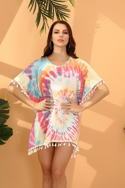 beach dress tiedye knitted tassel bikini cover up casual for holiday beach tunic women 2020, White;black
beach dress tiedye knitted tassel bikini cover up casual for holiday beach tunic women 2020, White;black
