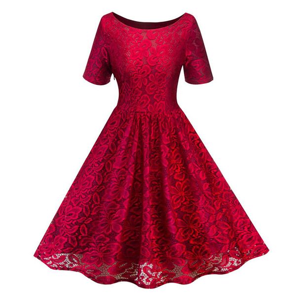 women retro floral lace party dress elegant 2019 female short sleeve a line sweet summer black blue wine red 50s vintage dresses, Black;gray
women retro floral lace party dress elegant 2019 female short sleeve a line sweet summer black blue wine red 50s vintage dresses, Black;gray