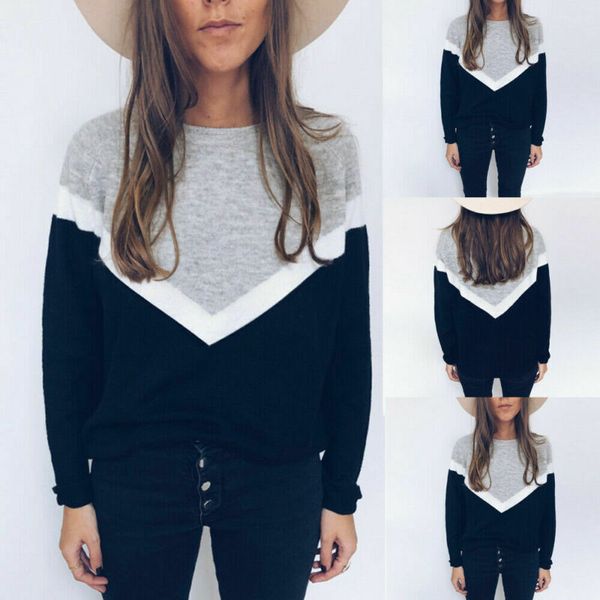 women sweater autumn winter casual pullover long sleeve patchwork jumper sweater fashion ladies sweaters pullover, White;black
women sweater autumn winter casual pullover long sleeve patchwork jumper sweater fashion ladies sweaters pullover, White;black