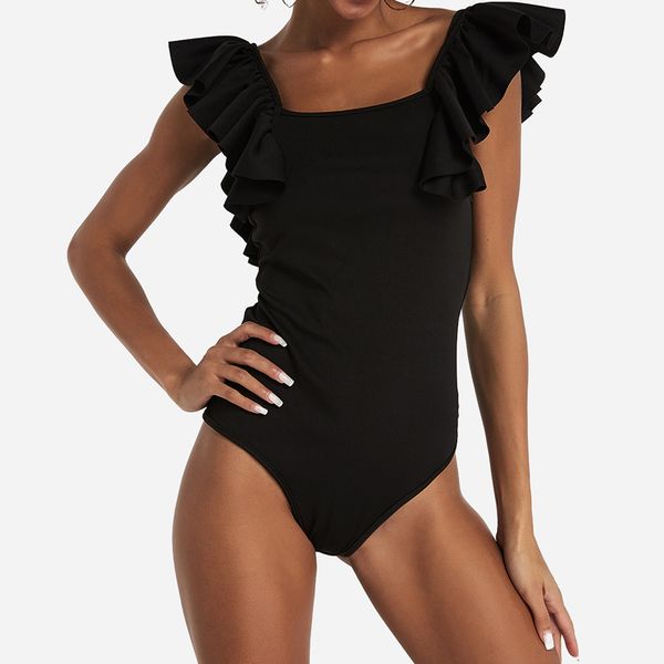 women bodysuit frill ruffle sleeve flared shoulder bodysuit body leotard 8-14, Black;white
women bodysuit frill ruffle sleeve flared shoulder bodysuit body leotard 8-14, Black;white