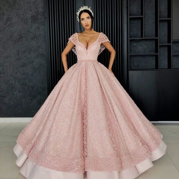 luxury lace ball gown wedding dresses pearls v neck pleated bridal gowns floor length custom made vestidos de novia, White
luxury lace ball gown wedding dresses pearls v neck pleated bridal gowns floor length custom made vestidos de novia, White