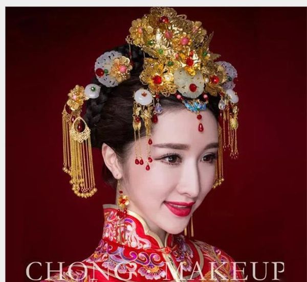 headdress suit classical chinese makeup hair chai marriage dragon and phoenix wear walking accessories, Slivery;golden
headdress suit classical chinese makeup hair chai marriage dragon and phoenix wear walking accessories, Slivery;golden