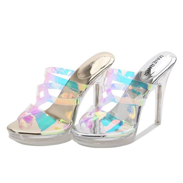 ladies slippers half - drag color change transparent summer fashion party high heels 12cm shoes open toe female slippers, Black
ladies slippers half - drag color change transparent summer fashion party high heels 12cm shoes open toe female slippers, Black