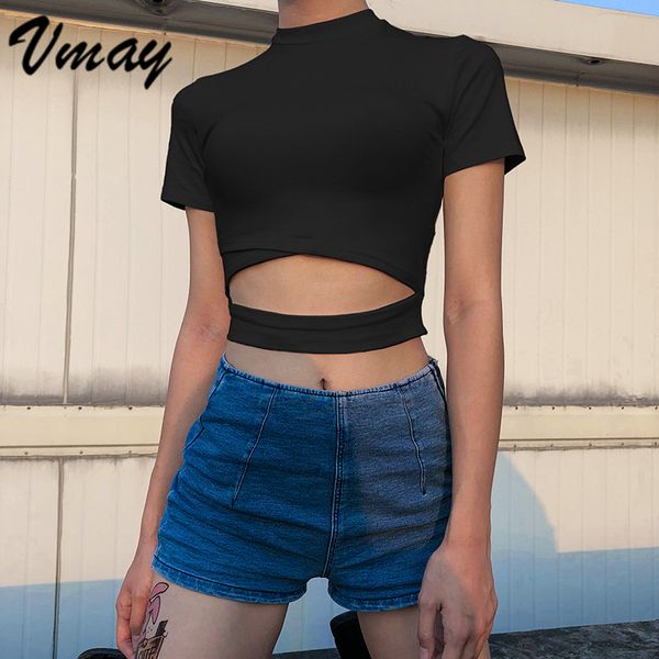 vmay spring summer women shorts t-shirts black hollow out turtleneck short sleeve solid casual shirts for women, White
vmay spring summer women shorts t-shirts black hollow out turtleneck short sleeve solid casual shirts for women, White