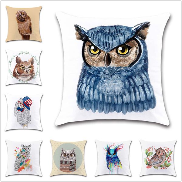 

illustration cartoon birds owl white cushion cover decoration home sofa chair seat kids bedroom gift friend present pillowcase