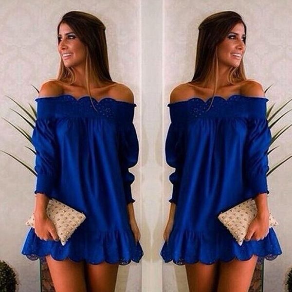 women elegant wedding party club off shoulder summer lace fashion dress loose mini vestidos blue, Black;gray
women elegant wedding party club off shoulder summer lace fashion dress loose mini vestidos blue, Black;gray