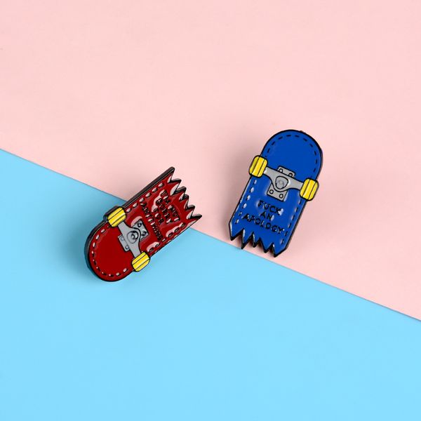 broken skateboard blue red stitching cute cartoon special creative personality brooch gift for girl child ornament pins, Gray
broken skateboard blue red stitching cute cartoon special creative personality brooch gift for girl child ornament pins, Gray