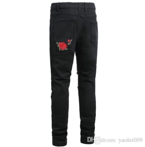 designer mens jeans europe america black embroidered ripped jeans luxury hip hop nightclub casual pants for men, Blue
designer mens jeans europe america black embroidered ripped jeans luxury hip hop nightclub casual pants for men, Blue