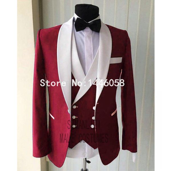 men wedding suits 2018 custom made real burgundy groomsmen white shawl lapel groom suit mens tuxedo wedding/prom suits 3 piece, Black;gray
men wedding suits 2018 custom made real burgundy groomsmen white shawl lapel groom suit mens tuxedo wedding/prom suits 3 piece, Black;gray