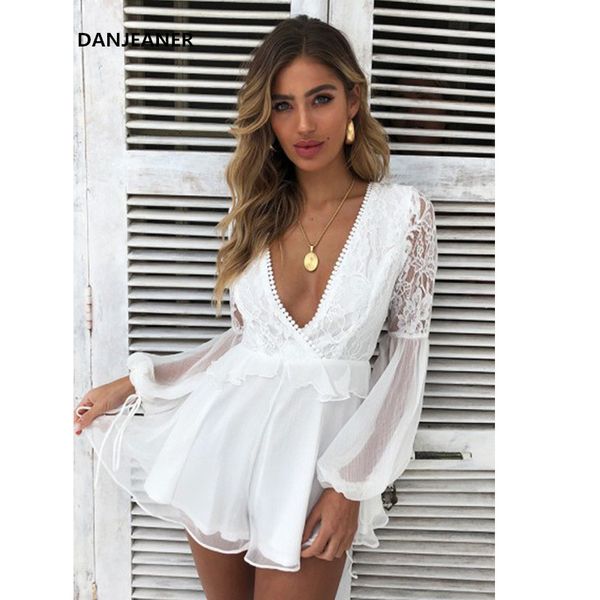 danjeaner summer vintage lantern sleeves v-neck lace rompers women backless hollow out white chiffon jumpsuits elegant bodysuit, Black;white
danjeaner summer vintage lantern sleeves v-neck lace rompers women backless hollow out white chiffon jumpsuits elegant bodysuit, Black;white