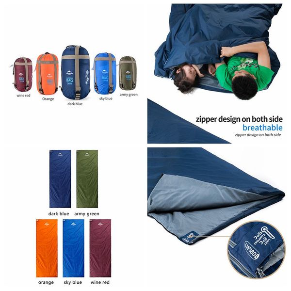 

5 colors 190*75cm outdoor portable envelope sleeping bags travel bag hiking camping equipment outdoor gear bedding supplies cca11712 20pcs