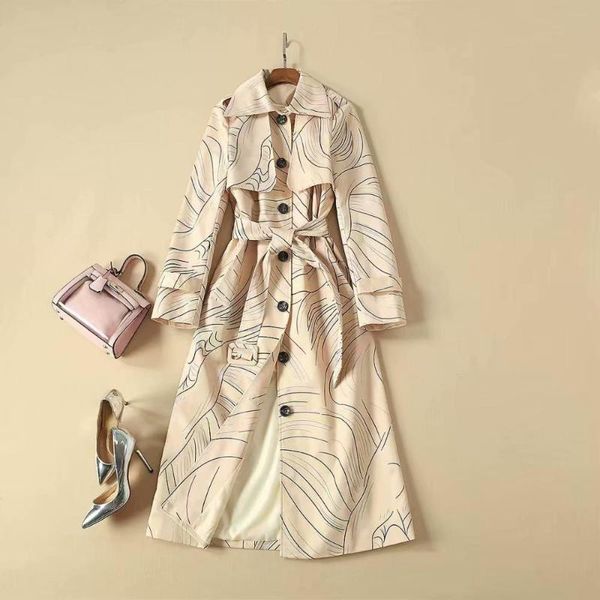 european and american women's clothing 2019 winter new style single breasted printing lace-up fashion trench coat, Tan;black
european and american women's clothing 2019 winter new style single breasted printing lace-up fashion trench coat, Tan;black