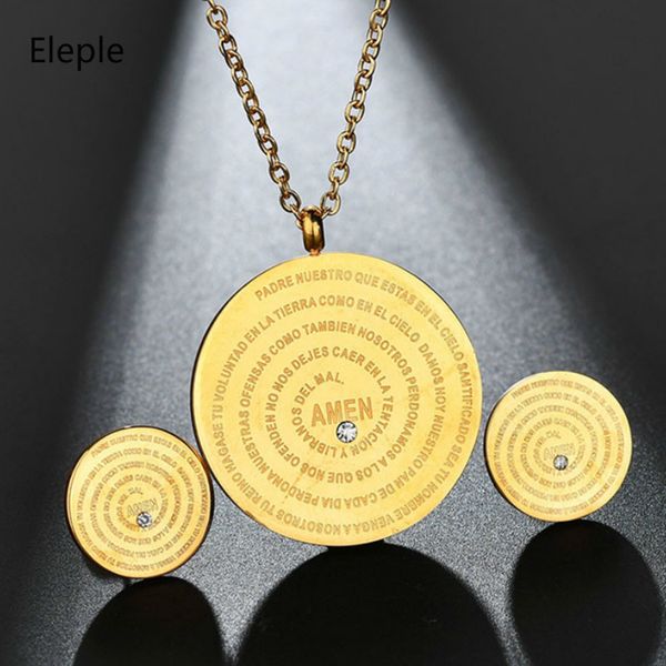 eleple scripture necklace earrings jewelry sets stainless steel golden color round bible religion christian ear studs set s-s046, Silver
eleple scripture necklace earrings jewelry sets stainless steel golden color round bible religion christian ear studs set s-s046, Silver
