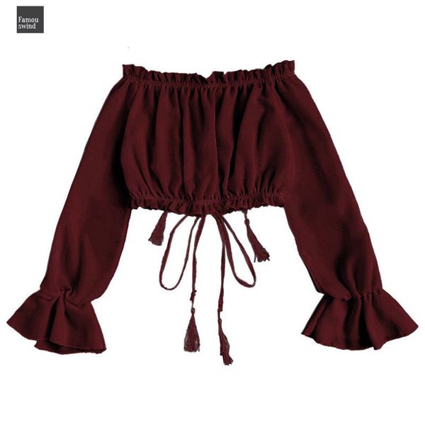 блуза женщины с плеча топ с длинным рукавом пуловер вскользь верхние части одежды рубашка с бантом ремень не натянут casual топы женщин, White 
блуза женщины с плеча топ с длинным рукавом пуловер вскользь верхние части одежды рубашка с бантом ремень не натянут casual топы женщин, White