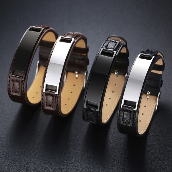 men's custom personalize engrave name love info stainless steel id bar bracelets for women with adjustable leather jewelry, Golden;silver
men's custom personalize engrave name love info stainless steel id bar bracelets for women with adjustable leather jewelry, Golden;silver