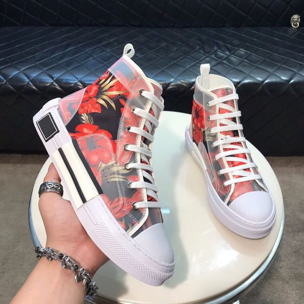 flowers technical canvas b23 high oblique sneakers men designer fashion b22 b23 b24 b01 b02 man outdoor trainer shoes c13, Black