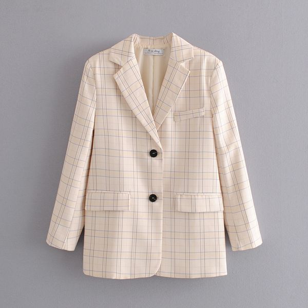 women's suits & blazers khaki women plaid 2021 fashion ladies vintage notched collar jackets suit elegant female casual blazer girls ch, White;black
women's suits & blazers khaki women plaid 2021 fashion ladies vintage notched collar jackets suit elegant female casual blazer girls ch, White;black