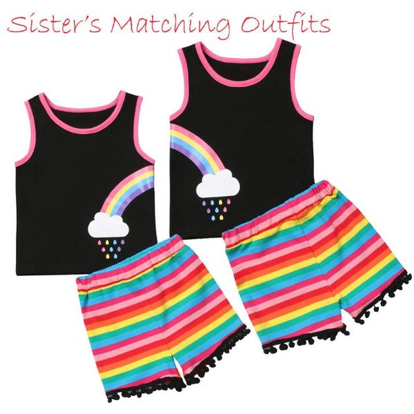 brand new kids girl rainbow clothes summer 0-3y newborn kids baby girl sleeveless tank stripe short pants outfit clothes set, White
brand new kids girl rainbow clothes summer 0-3y newborn kids baby girl sleeveless tank stripe short pants outfit clothes set, White