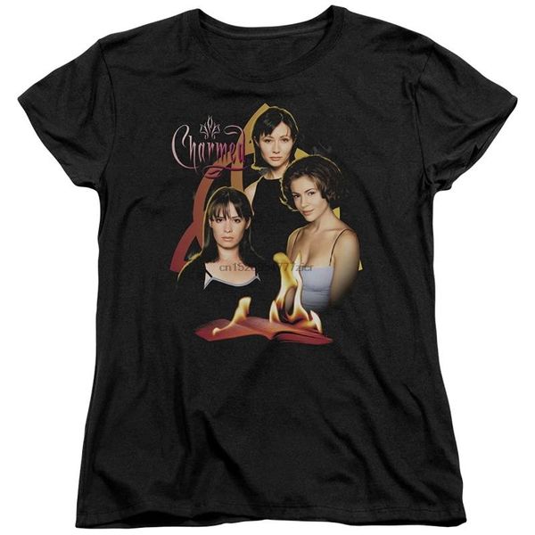 charmed tv show wb original three women t-shirt tee, White;black 
charmed tv show wb original three women t-shirt tee, White;black