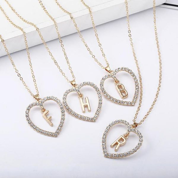 charms kolye classic heart pendant necklace for women collane rhinestone initial letter personalized necklace gold collares, Silver
charms kolye classic heart pendant necklace for women collane rhinestone initial letter personalized necklace gold collares, Silver